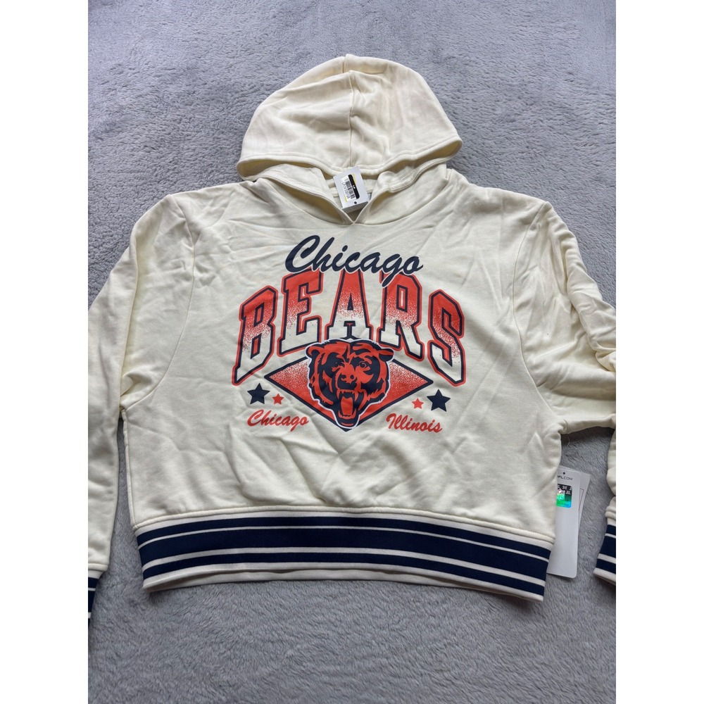 Champion NFL Chicago Bears Women's Cropped Hoodie Cream Size Small New